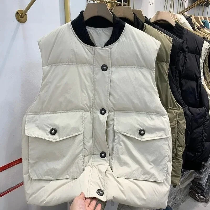 Stand Collar Down Cotton Vest for Winter Large Pockets Thickened Warmth Sleeveless Trendy Outerwear for Men Women
Stand Collar Down Cotton Vest for Winter Large Pockets Thickened Warmth Sleeveless Trendy Outerwear for Men Women
