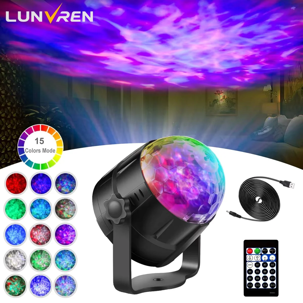 15 Colors Strobe Light Sound Activated Stage with Remote Control Disco Ball Lamps for Home Room Party Kids Birthday Wedding Bar
15 Colors Strobe Light Sound Activated Stage with Remote Control Disco Ball Lamps for Home Room Party Kids Birthday Wedding Bar