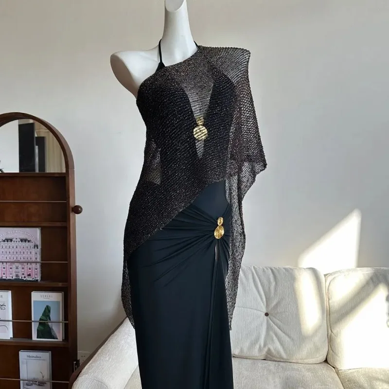 Women Black 3 Piece Beach Outfit Deep V Swimsuit Knit Cover Up Maxi Skirt for Vacation
Women Black 3 Piece Beach Outfit Deep V Swimsuit Knit Cover Up Maxi Skirt for Vacation