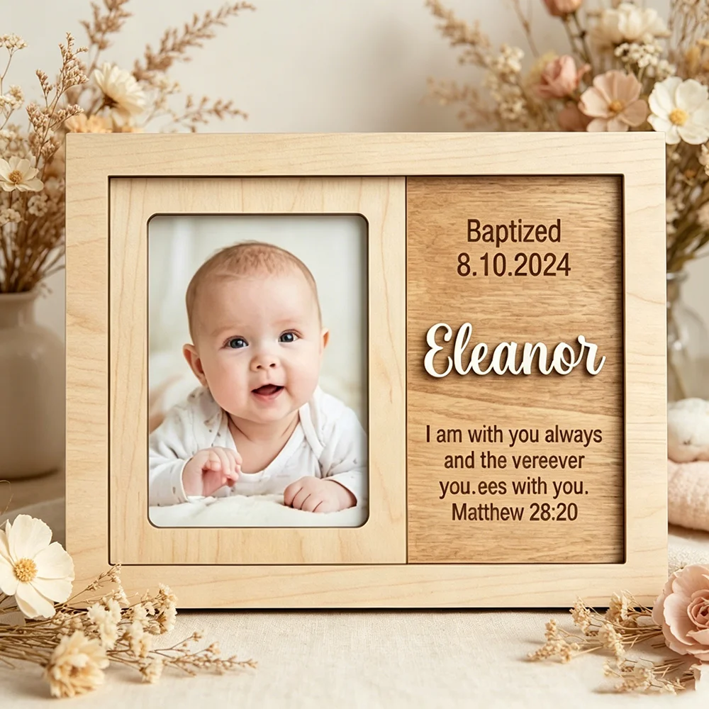 Personalized Baptism Photo Frame for The Dearest Baby, Engraved Bible Verse & Name Nursery Decor
Personalized Baptism Photo Frame for The Dearest Baby, Engraved Bible Verse & Name Nursery Decor