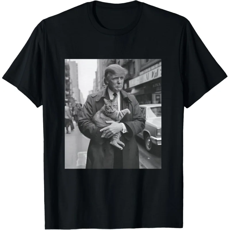 MEN'S AND WOMEN'S sports and leisure new fashionable short sleeves fun Donald Trump and New York cat top gift black T-shirt
MEN'S AND WOMEN'S sports and leisure new fashionable short sleeves fun Donald Trump and New York cat top gift black T-shirt