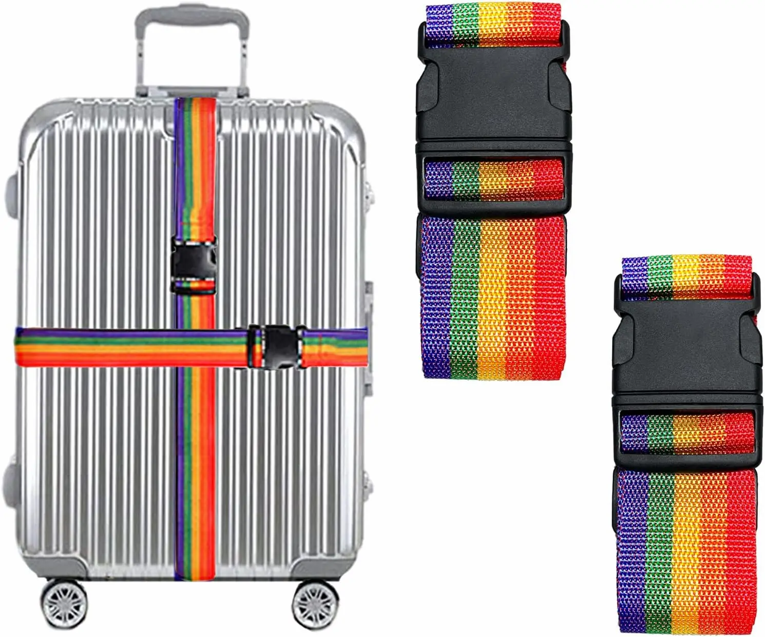 2 Pack Suitcase Belts, Adjustable Luggage Straps with Quick Release Buckle in Bright Rainbow Colors for Easy Identification
2 Pack Suitcase Belts, Adjustable Luggage Straps with Quick Release Buckle in Bright Rainbow Colors for Easy Identification