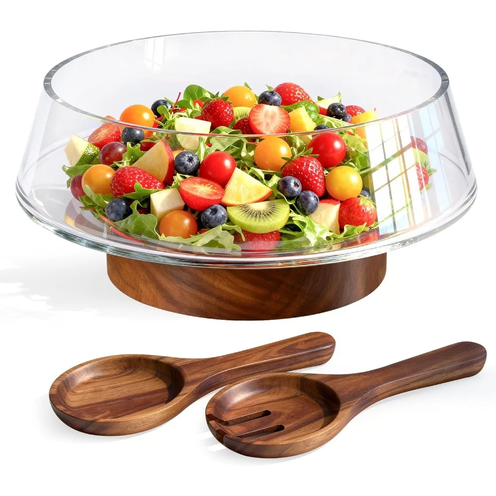 Очень большой стеклянный набор салатников, миска для смешивания/передачи с деревянной основой и сервировочными салатницами
Очень большой стеклянный набор салатников, миска для смешивания/передачи с деревянной основой и сервировочными салатницами