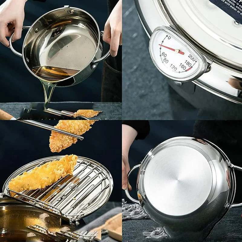 Upgrade your cooking experience with this high-quality Japanese style 24cm/9.4inch stainless steel tempura frying pan. Achieve c
Upgrade your cooking experience with this high-quality Japanese style 24cm/9.4inch stainless steel tempura frying pan. Achieve c