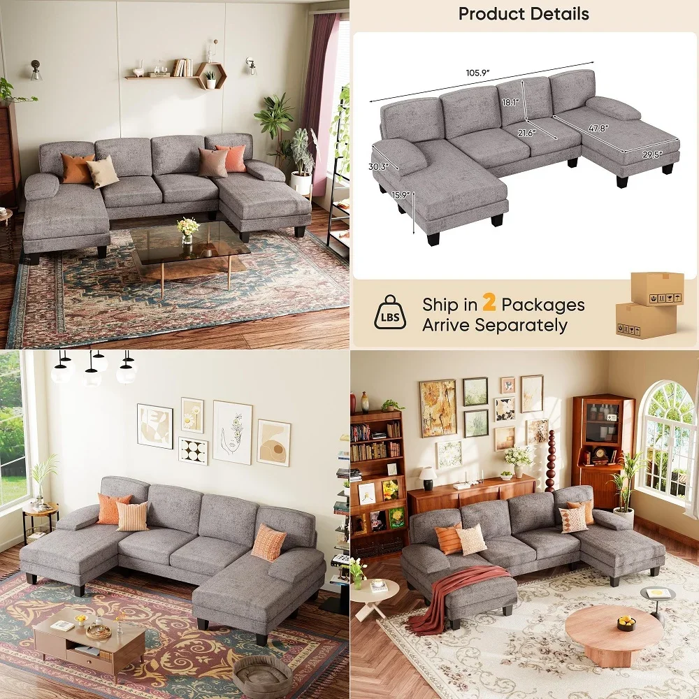 Sectional Couch for Living Room, Modern Cloud Couch with Deep Seat and Chaise, UShaped Sofa Couches with Padded Armrest for Sma
Sectional Couch for Living Room, Modern Cloud Couch with Deep Seat and Chaise, UShaped Sofa Couches with Padded Armrest for Sma
