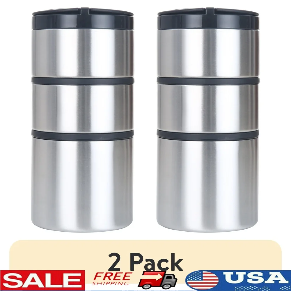 2 Pack Stacking Food Jar Stainless Steel 3 Compartment 41 oz Lightweight Leakproof Meal Prep Container Work School Travel
2 Pack Stacking Food Jar Stainless Steel 3 Compartment 41 oz Lightweight Leakproof Meal Prep Container Work School Travel
