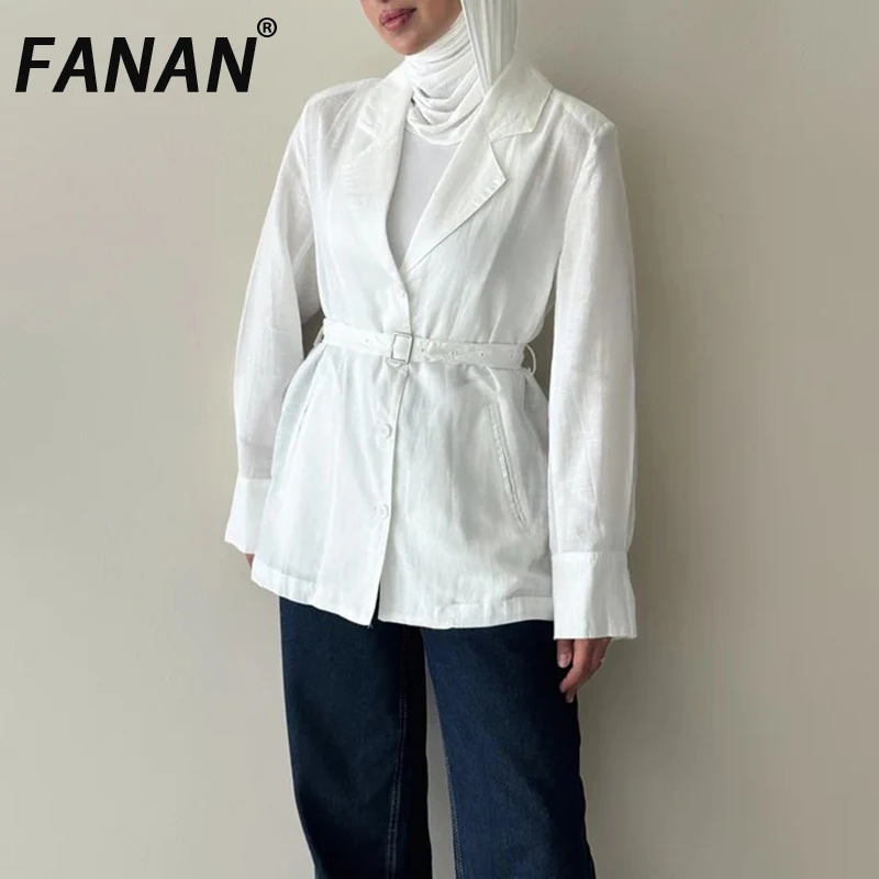 FANAN Office Lady Belt Gathered Waist Line Blazers Women's Single Breasted Fashion Sunscreen Jacket Female Coats 2025 Autumn New
FANAN Office Lady Belt Gathered Waist Line Blazers Women's Single Breasted Fashion Sunscreen Jacket Female Coats 2025 Autumn New