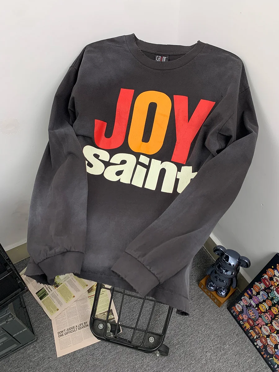 Street Style Joy Saint Washed Outdated Long Sleeve T-Shirt Letter Print Unisex Loose Fit Cotton Casual Wear for Couples
Street Style Joy Saint Washed Outdated Long Sleeve T-Shirt Letter Print Unisex Loose Fit Cotton Casual Wear for Couples