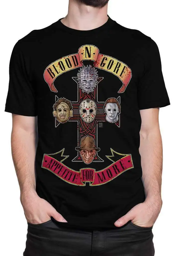 Blood N Gore, Appetite for More. Classic Horror Movie Characters T-Shirt. Summer Cotton Short Sleeve O-Neck Men's T Shirt New
Blood N Gore, Appetite for More. Classic Horror Movie Characters T-Shirt. Summer Cotton Short Sleeve O-Neck Men's T Shirt New