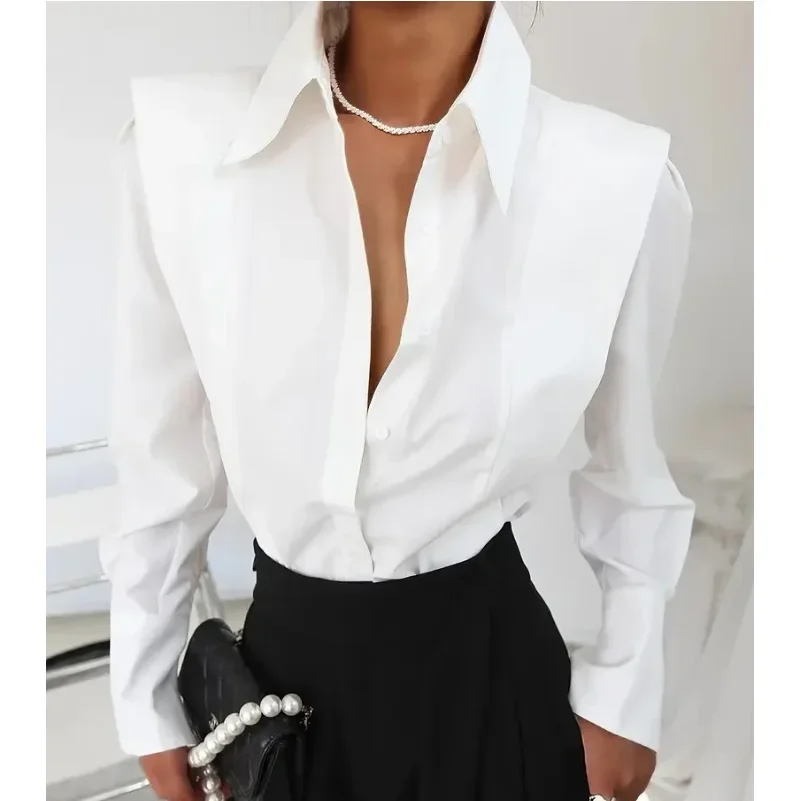 New White Square Shoulders Shirt Women's Fashion Elegant Casual Long Sleeve Tops Holiday Party Tops And Blouses Women Clothes
New White Square Shoulders Shirt Women's Fashion Elegant Casual Long Sleeve Tops Holiday Party Tops And Blouses Women Clothes