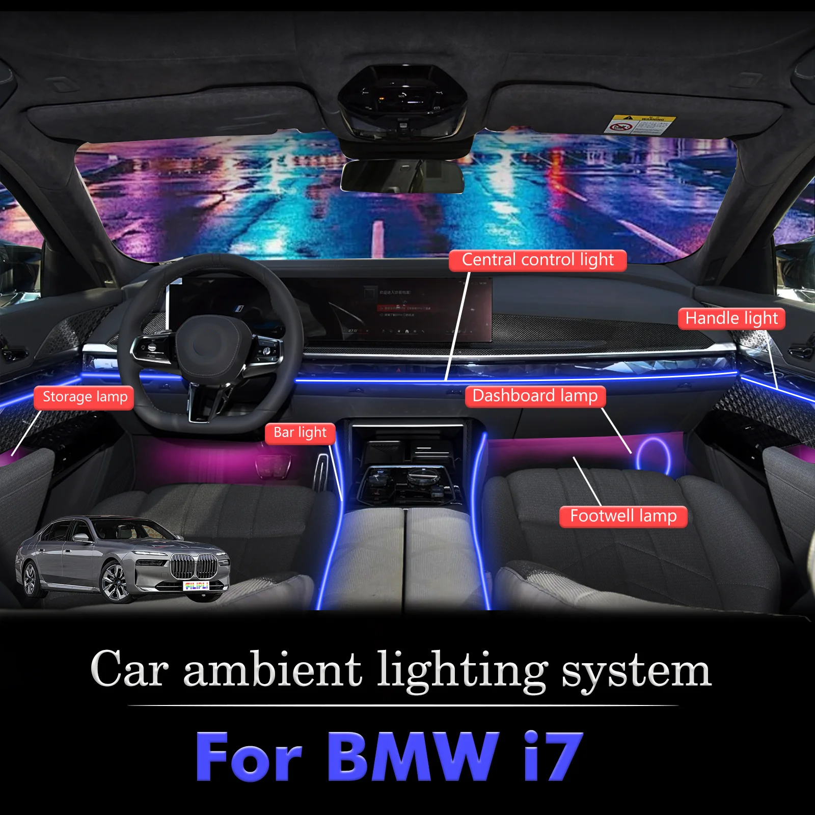 For BMW I7 Car Interior Ambient Light RGB 64-Color LED Smart Remote Control Energy Saving Efficient Lamp Kit
For BMW I7 Car Interior Ambient Light RGB 64-Color LED Smart Remote Control Energy Saving Efficient Lamp Kit