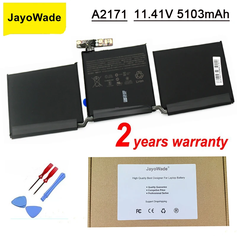 JayoWade A2171 Laptop Battery for Apple MacBook Pro Retina 13.3'' A2159 2019 year 13 inch With Tools A2289 A2338 2019 2020 A2171
JayoWade A2171 Laptop Battery for Apple MacBook Pro Retina 13.3'' A2159 2019 year 13 inch With Tools A2289 A2338 2019 2020 A2171