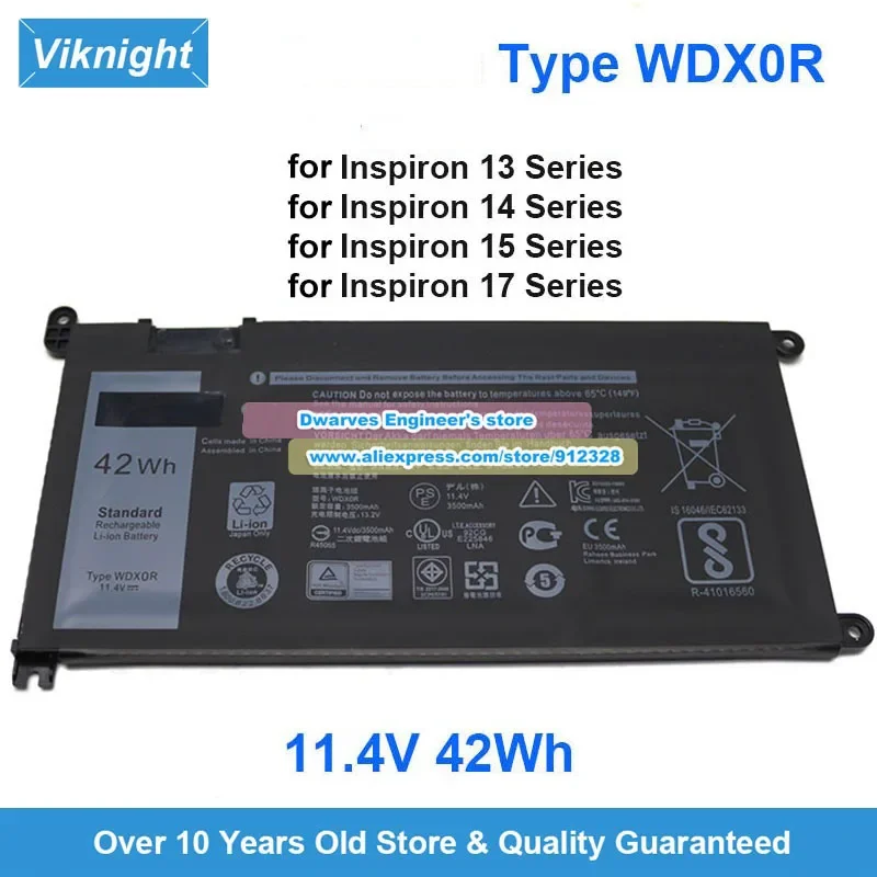 New 11.4V 42Wh Battery WDXOR WDX0R For Inspiron 13 14 15 17 5000 7000 P69G001 5378 5379 5770 5570 P69G Vostro 5471
New 11.4V 42Wh Battery WDXOR WDX0R For Inspiron 13 14 15 17 5000 7000 P69G001 5378 5379 5770 5570 P69G Vostro 5471