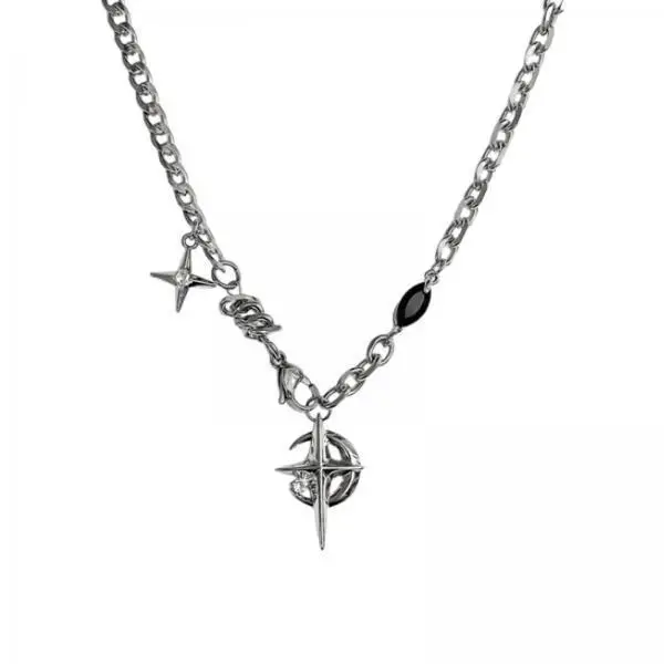 Moon Cross Pendant Necklace Titanium Steel Choker Y2K Fashion Jewelry Gift for Women and Men Street Style
Moon Cross Pendant Necklace Titanium Steel Choker Y2K Fashion Jewelry Gift for Women and Men Street Style