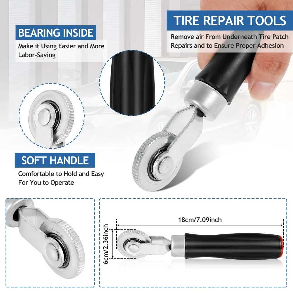 Tire Repair Patch Tool Kit with Tungsten Steel Buffing Wheel Patch Roller for Car Truck Motorcycle
Tire Repair Patch Tool Kit with Tungsten Steel Buffing Wheel Patch Roller for Car Truck Motorcycle