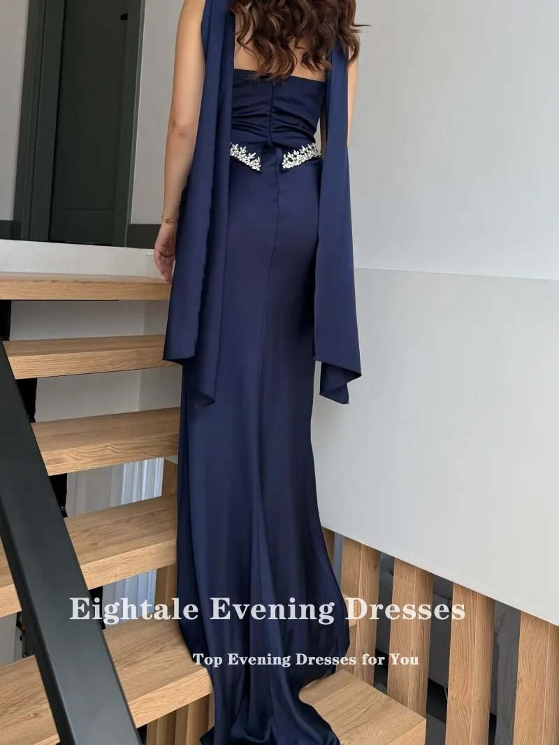 Eightale Arabic Evening Dresses Beaded Rhinestones Satin Formal Mermaid Customized Prom Party Gowns for Wedding
Eightale Arabic Evening Dresses Beaded Rhinestones Satin Formal Mermaid Customized Prom Party Gowns for Wedding