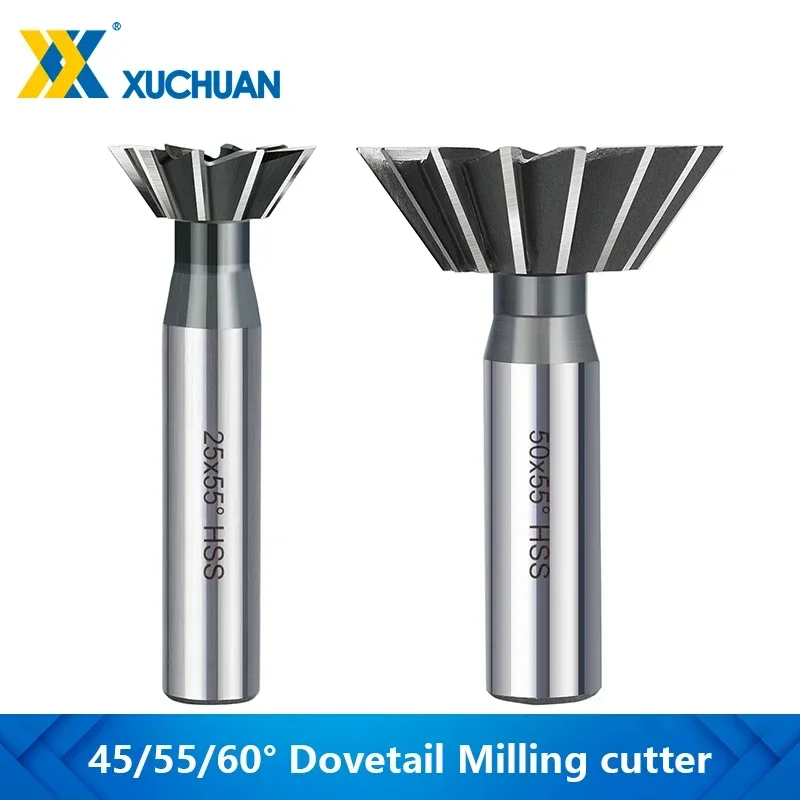 45/55/60 Degrees HSS Dovetail Milling Cutter 10-60mm Diameter Dovetail End Mill High Speed Steel for Copper Aluminum Cast Iron
45/55/60 Degrees HSS Dovetail Milling Cutter 10-60mm Diameter Dovetail End Mill High Speed Steel for Copper Aluminum Cast Iron