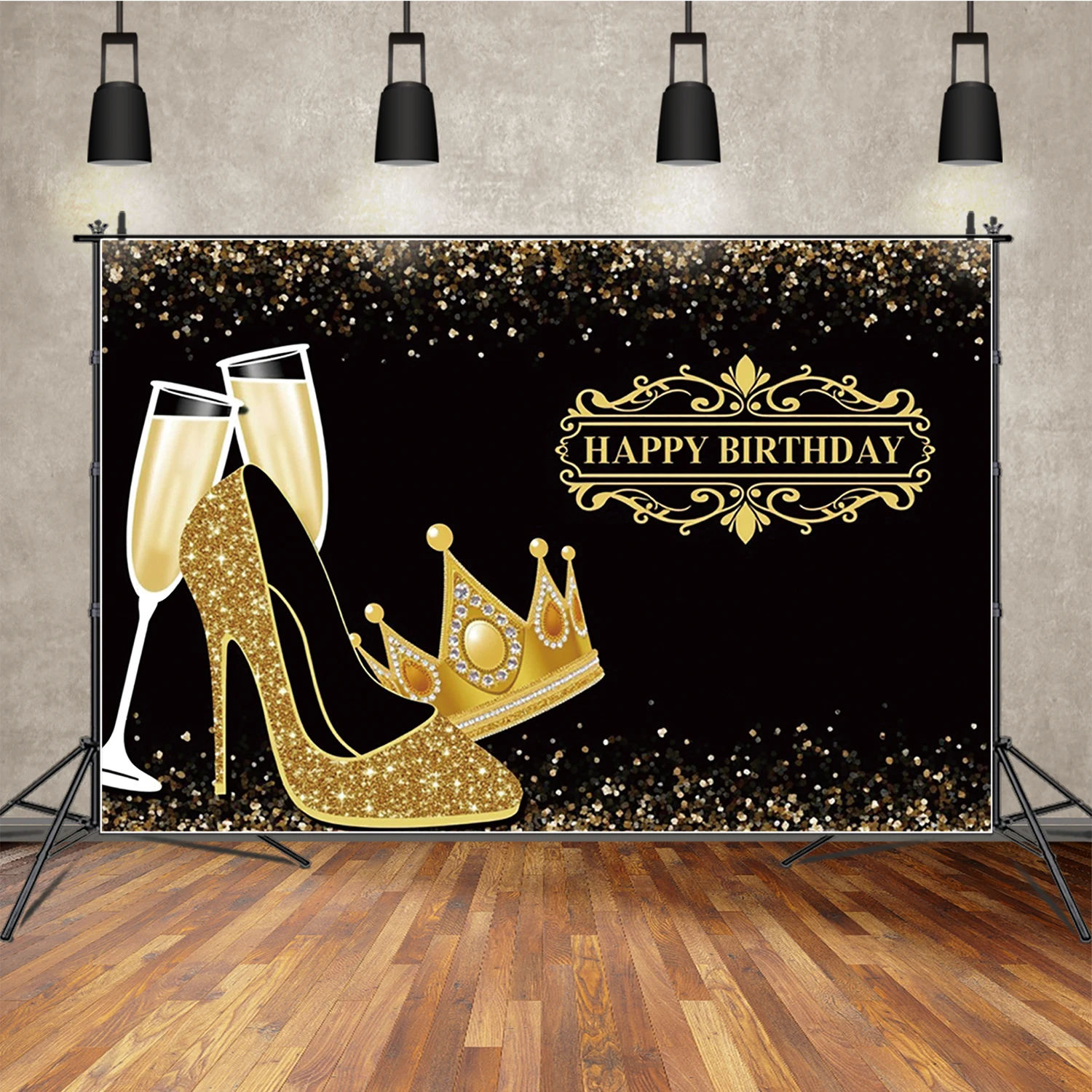 MOON.QG High Heels Crown Black Gold Background Photography Wine Glass Women Girl Birthday Party Decoration Backdrop Photo Banner
MOON.QG High Heels Crown Black Gold Background Photography Wine Glass Women Girl Birthday Party Decoration Backdrop Photo Banner