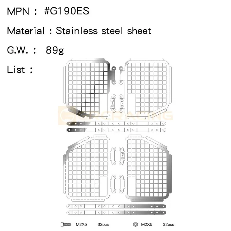 Metal Folding Side Window Net for 1/10 RC Crawler Car MJX FOR H8H DEFENDER Accessories
Metal Folding Side Window Net for 1/10 RC Crawler Car MJX FOR H8H DEFENDER Accessories