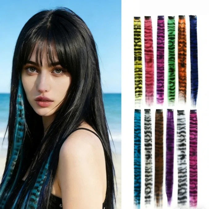 Stripe Printed Clip in Hair Extensions Colorful Synthetic Hair Highlights 18 Inches Straight Wig Hairpieces for Daily Use Party
Stripe Printed Clip in Hair Extensions Colorful Synthetic Hair Highlights 18 Inches Straight Wig Hairpieces for Daily Use Party