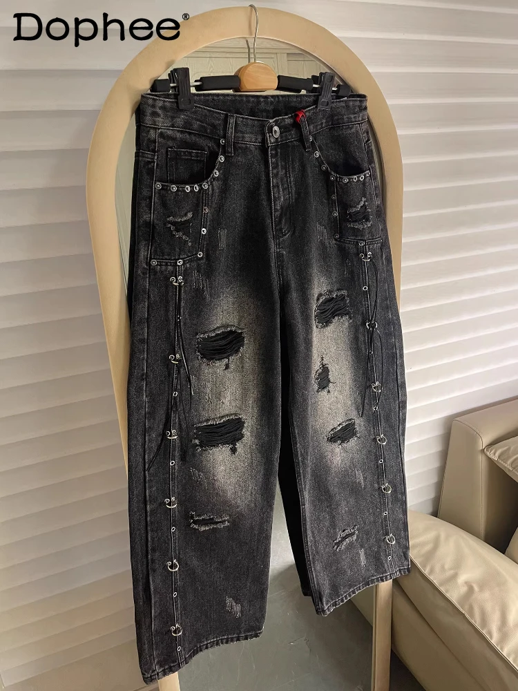 Fashion Rivet Hole Jeans Men 2026 Four Seasons Wear High Street Trendy Denim Trousers Chic Loose Straight Wide Leg Denim Pants
Fashion Rivet Hole Jeans Men 2026 Four Seasons Wear High Street Trendy Denim Trousers Chic Loose Straight Wide Leg Denim Pants