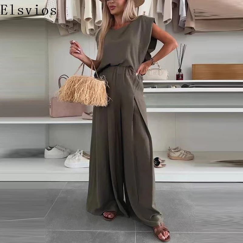 Fashion Draped Solid Loose 2Pc Suit Elegant O-neck Pullover & Straight Pant Set Women Casual Sleeveless Pocket Commuter Outfits
Fashion Draped Solid Loose 2Pc Suit Elegant O-neck Pullover & Straight Pant Set Women Casual Sleeveless Pocket Commuter Outfits