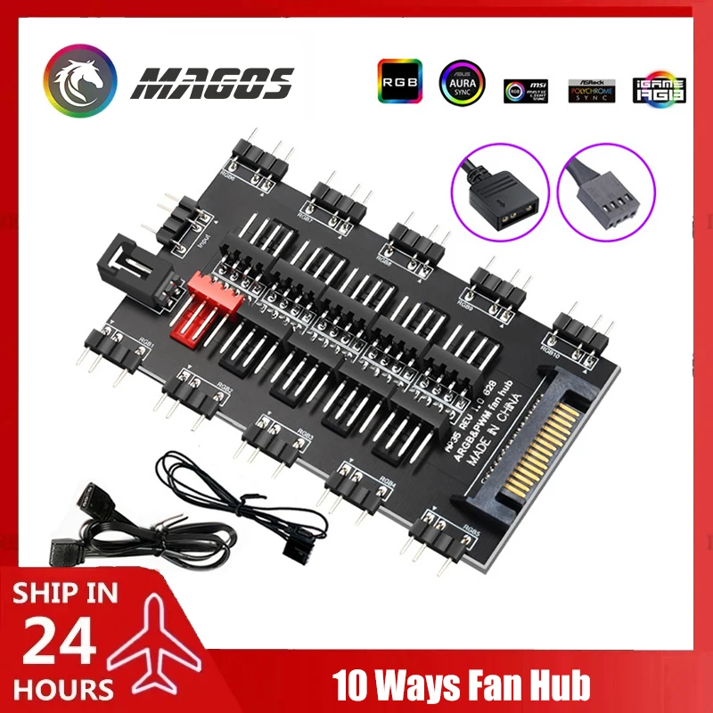 RGB Fan Hub ARGB+PWM 2 In 1 Collector Splitter 1-10 Ways Support MB 5V 3Pin AURA SYNC, LED Strip Light PC RGB Fan Cooler
RGB Fan Hub ARGB+PWM 2 In 1 Collector Splitter 1-10 Ways Support MB 5V 3Pin AURA SYNC, LED Strip Light PC RGB Fan Cooler