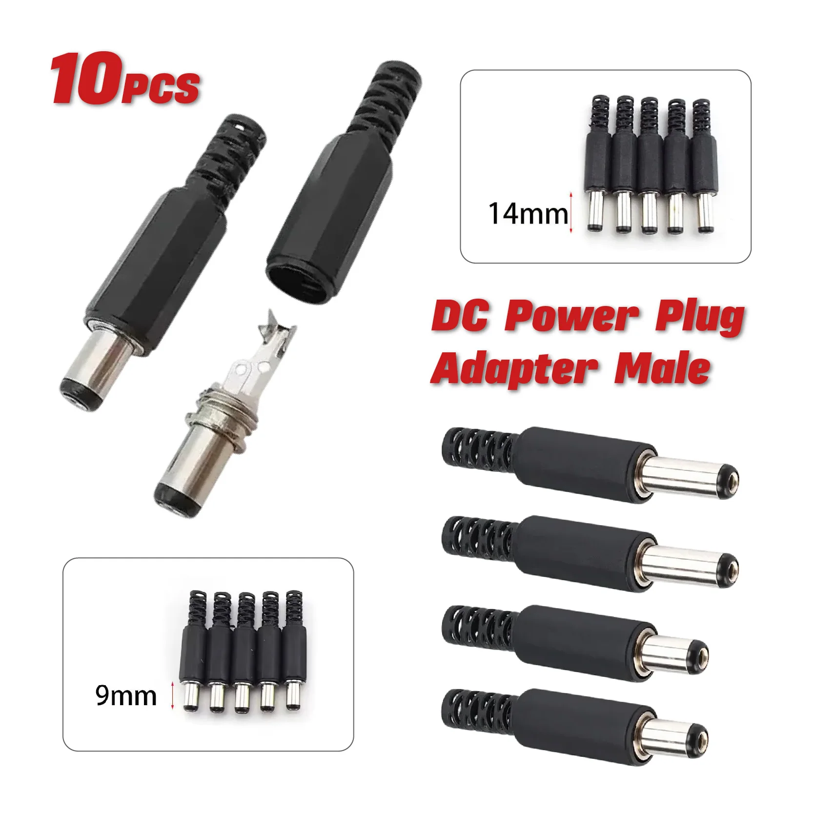 5/20/100PCS 5.5X2.5mm and 5.5X2.1mm Adapter 9mm 14mm DC Power Supply Male Plug Solder Wire Connector
5/20/100PCS 5.5X2.5mm and 5.5X2.1mm Adapter 9mm 14mm DC Power Supply Male Plug Solder Wire Connector