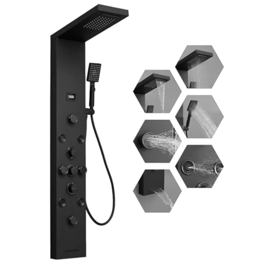 Душевая панель-колонна из нержавеющей стали, многофункциональная, с 5 гидромассажными форсунками, ручным душем и функцией подогрева воды для ванны
Душевая панель-колонна из нержавеющей стали, многофункциональная, с 5 гидромассажными форсунками, ручным душем и функцией подогрева воды для ванны