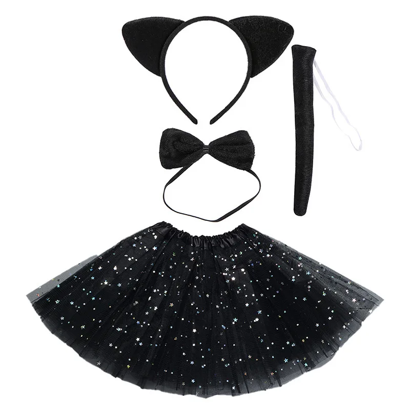Halloween Black Cat Costume Set with Glitter Piece Dance Party Outfit Masquerade Ball Performance Dress Headband
Halloween Black Cat Costume Set with Glitter Piece Dance Party Outfit Masquerade Ball Performance Dress Headband