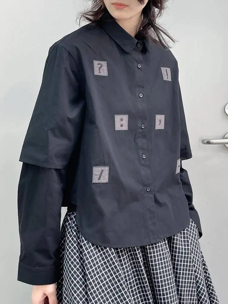 Women Black Pattern Printed Big Size Casual Blouse New Lapel Long Sleeve Shirt Fashion Tide Spring Autumn
Women Black Pattern Printed Big Size Casual Blouse New Lapel Long Sleeve Shirt Fashion Tide Spring Autumn