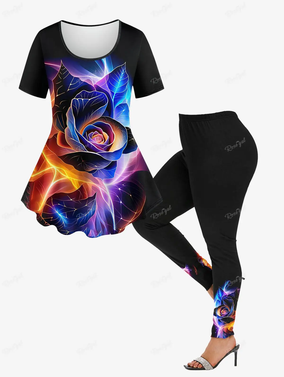 Women's Suit Casual Summer Two Piece Set 2024 New Fashion 3D Printed T-shirt and Leggings Plus Size Matching Set Rose Flower
Women's Suit Casual Summer Two Piece Set 2024 New Fashion 3D Printed T-shirt and Leggings Plus Size Matching Set Rose Flower