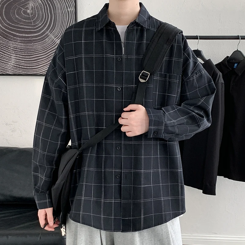 2023 Spring and Summer New Plaid Shirt Men's Long-Sleeved Korean Version Handsome Trend Versatile Blouse Loose Casual Tops Y23
2023 Spring and Summer New Plaid Shirt Men's Long-Sleeved Korean Version Handsome Trend Versatile Blouse Loose Casual Tops Y23