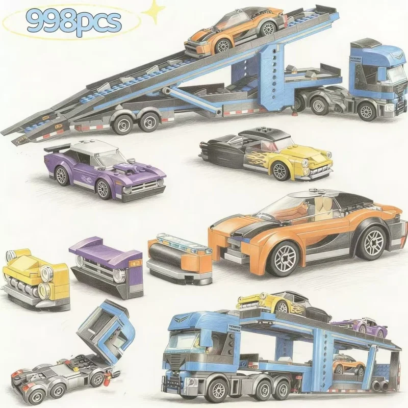 998 шт. городской спортивный автомобиль-транспортер 60408, совместимый набор строительных блоков, креативный подарок для детей на день рождения и Рождество
998 шт. городской спортивный автомобиль-транспортер 60408, совместимый набор строительных блоков, креативный подарок для детей на день рождения и Рождество