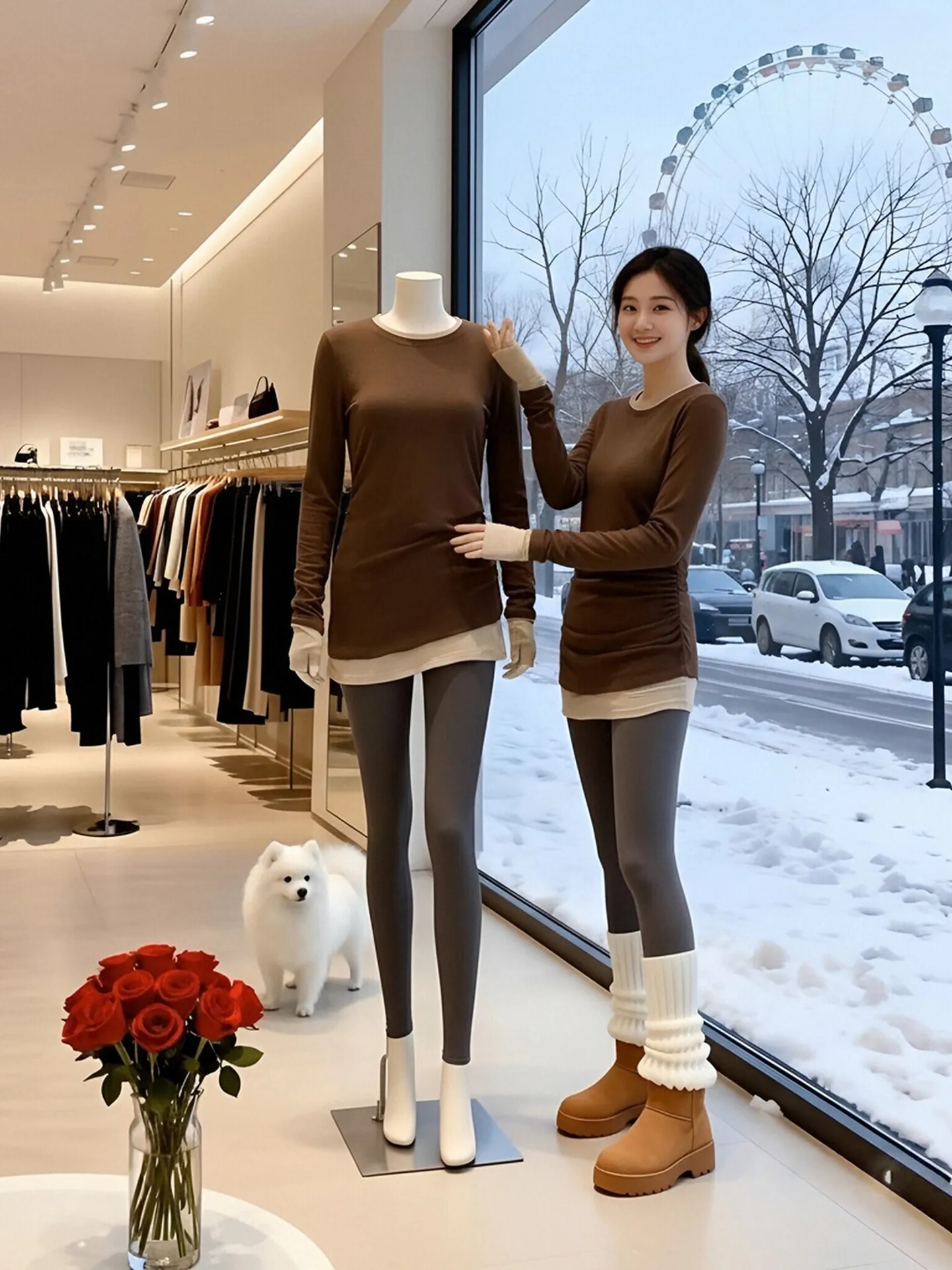 Khaki Fce Lined mid Length Base irt Women Winter Inner Wear Waist Cinched Asymmetrical Butt Covering Top ark Pants
Khaki Fce Lined mid Length Base irt Women Winter Inner Wear Waist Cinched Asymmetrical Butt Covering Top ark Pants