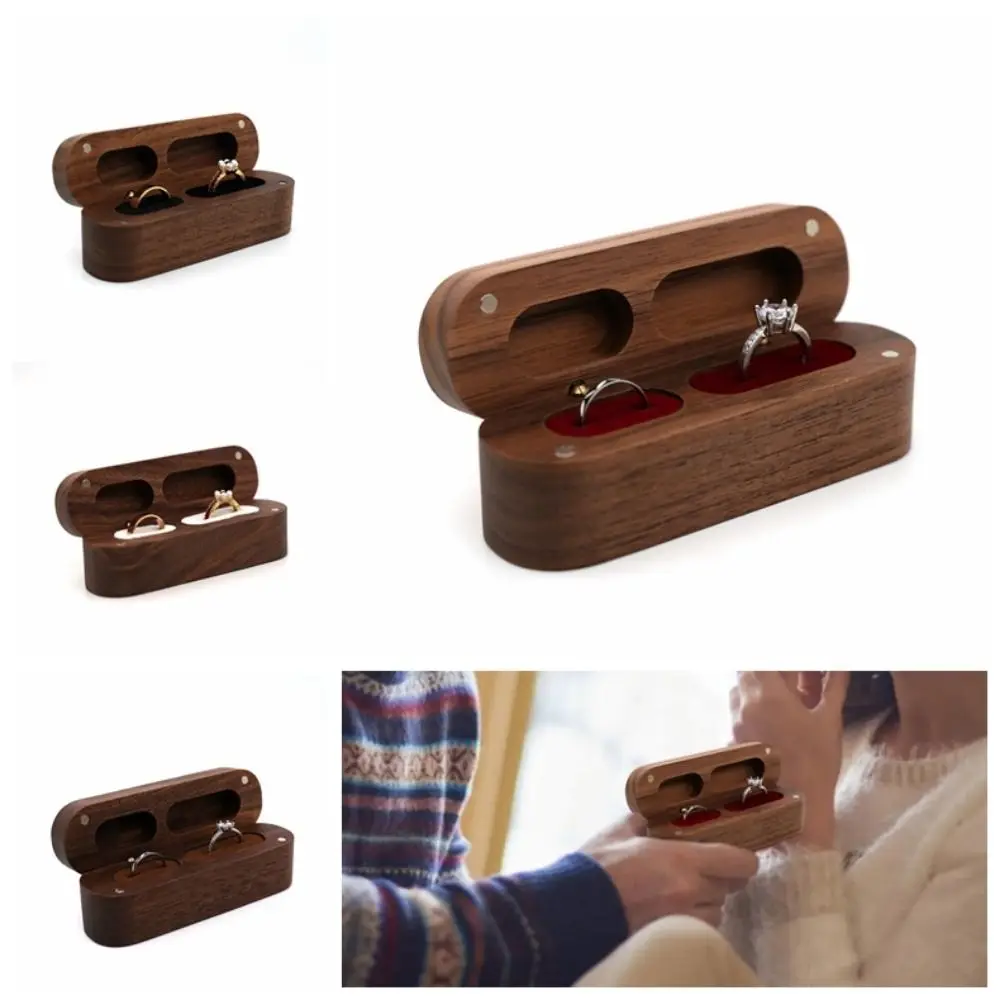 Rectangular Wooden Ring Box Velvet Sponge Magnetic Cover Ring Bearer Box Double Slot Design Portable Jewelry Display Ring Box
Rectangular Wooden Ring Box Velvet Sponge Magnetic Cover Ring Bearer Box Double Slot Design Portable Jewelry Display Ring Box