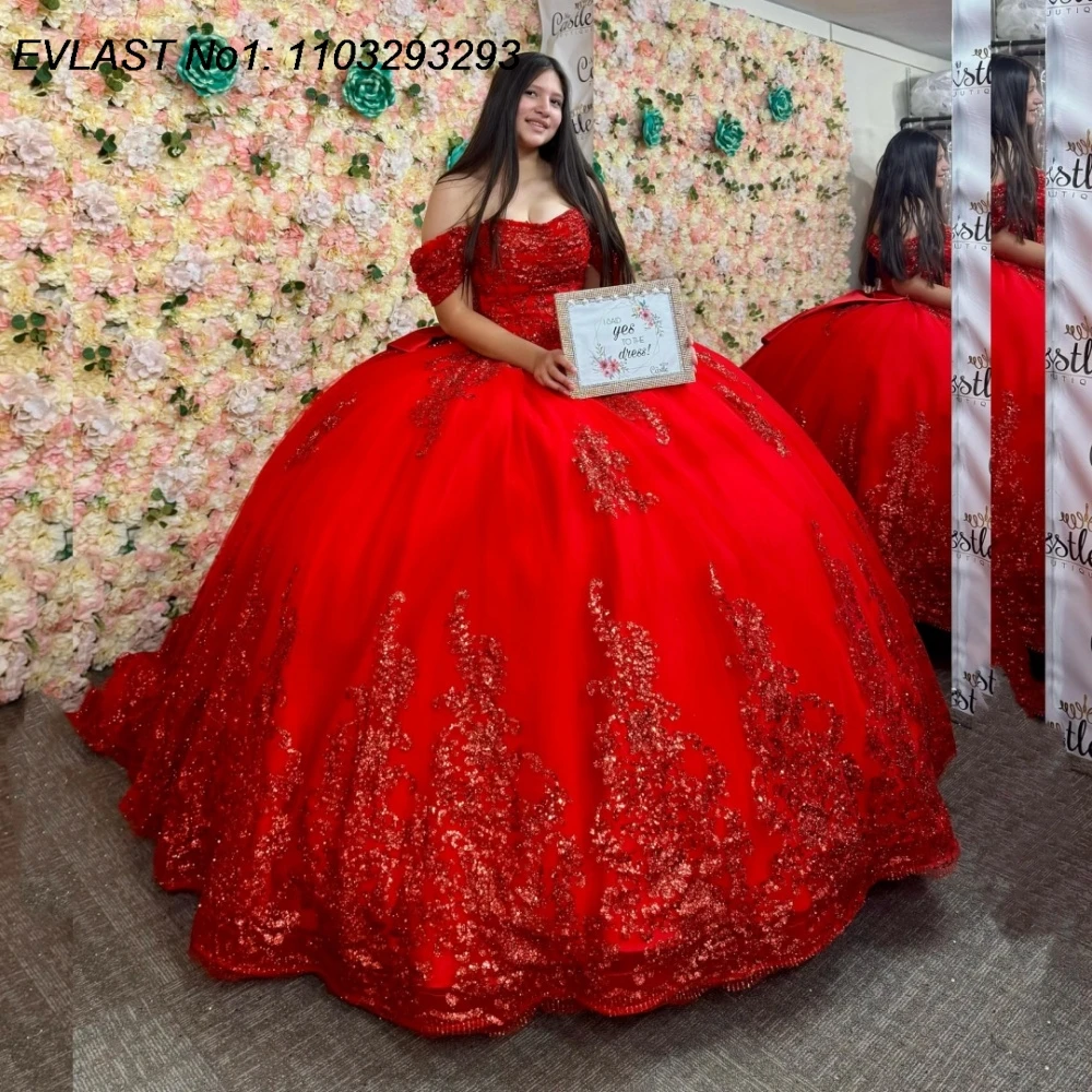 EVLAST Customized Princess Red Sequins Ball Gown Quinceanera Dress Lace Applique Beading Sweet 16 Vestidos De 15 Anos E1Q924
EVLAST Customized Princess Red Sequins Ball Gown Quinceanera Dress Lace Applique Beading Sweet 16 Vestidos De 15 Anos E1Q924