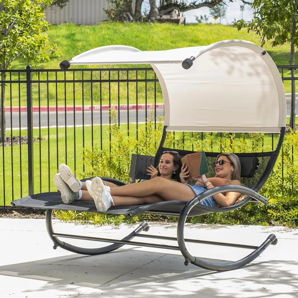 Double Chaise Lounge, Outdoor Bed Lounger with Sun Shade & Wheels, Double Lounge Chair with Canopy & Headrest, Customized
Double Chaise Lounge, Outdoor Bed Lounger with Sun Shade & Wheels, Double Lounge Chair with Canopy & Headrest, Customized