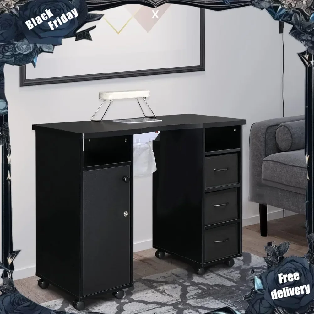 Manicure Nail Table, Double Cabinet 3 Drawers 1 Door Nail Desk Station for Home Spa Beauty Salon
Manicure Nail Table, Double Cabinet 3 Drawers 1 Door Nail Desk Station for Home Spa Beauty Salon