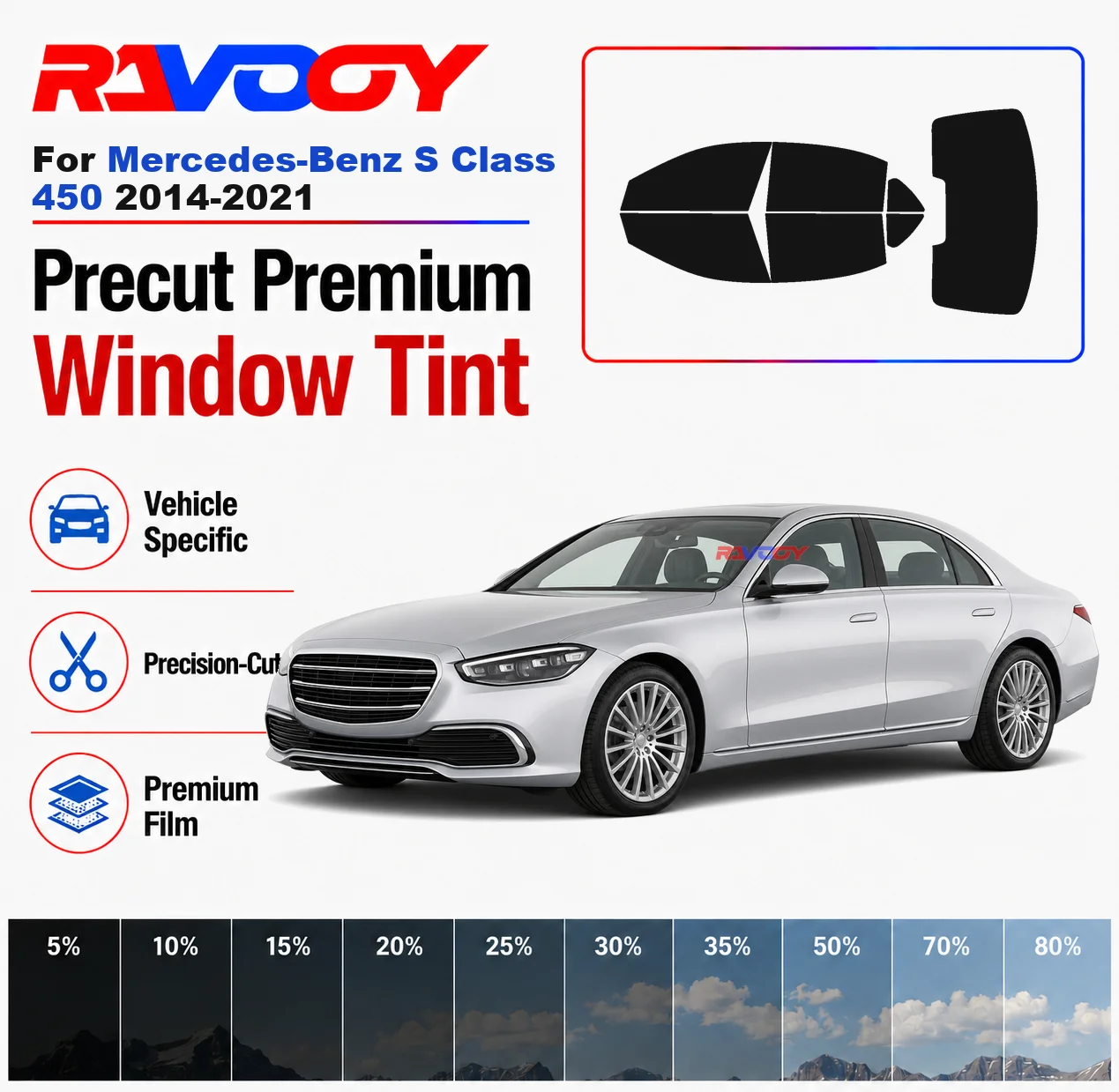 Premium Precut Window Tint Kit Front Rear Windows Rear Windshield For Mercedes-Benz S Class 450 2014-2021 Nano Ceramic Film
Premium Precut Window Tint Kit Front Rear Windows Rear Windshield For Mercedes-Benz S Class 450 2014-2021 Nano Ceramic Film