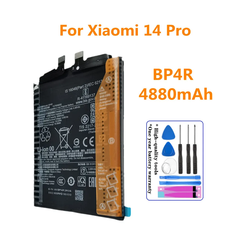 Оригинальный аккумулятор для телефона BP4R для Xiaomi 14 pro 14pro Mi14 Pro 4880 мАч + бесплатные инструменты
Оригинальный аккумулятор для телефона BP4R для Xiaomi 14 pro 14pro Mi14 Pro 4880 мАч + бесплатные инструменты