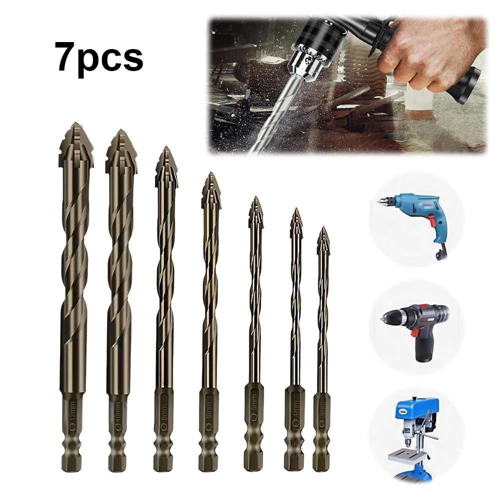 7Pcs Four-Edged Serrated Eccentric Drill Bit Multifunctional High Hardness Glass Drill Bit 3/4/5/6/8/10/12 Mm for Wood Metal 
7Pcs Four-Edged Serrated Eccentric Drill Bit Multifunctional High Hardness Glass Drill Bit 3/4/5/6/8/10/12 Mm for Wood Metal
