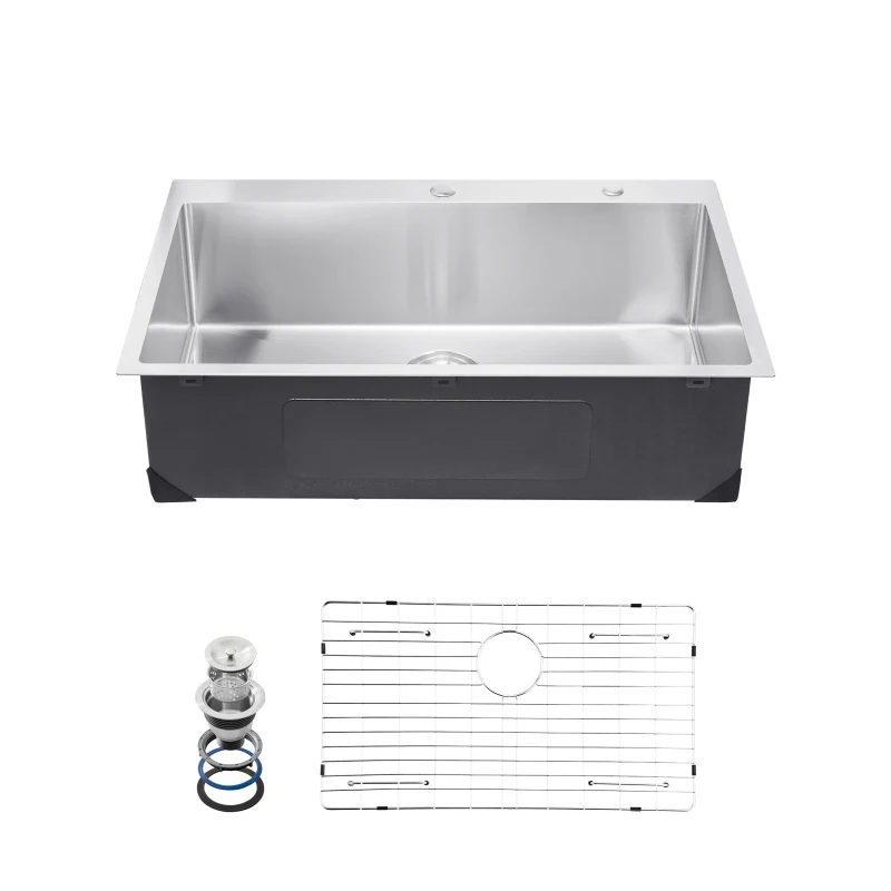 Alixeperss Store 33" Kitchen Sink Top Mount Single Bowl Drop-In Basin Stainless Steel Bar
Alixeperss Store 33" Kitchen Sink Top Mount Single Bowl Drop-In Basin Stainless Steel Bar