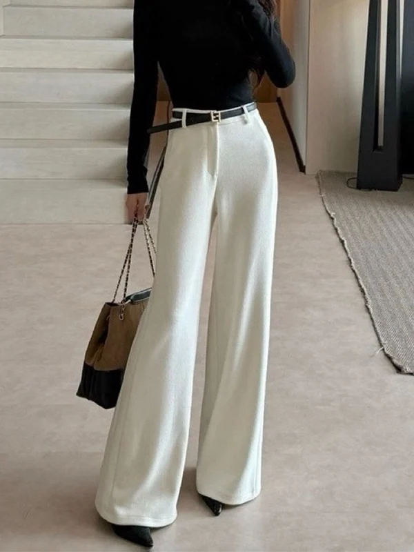 Корейские роскошные зимние женские белые шерстяные широкие брюки с высокой талией, повседневные прямые брюки
Корейские роскошные зимние женские белые шерстяные широкие брюки с высокой талией, повседневные прямые брюки