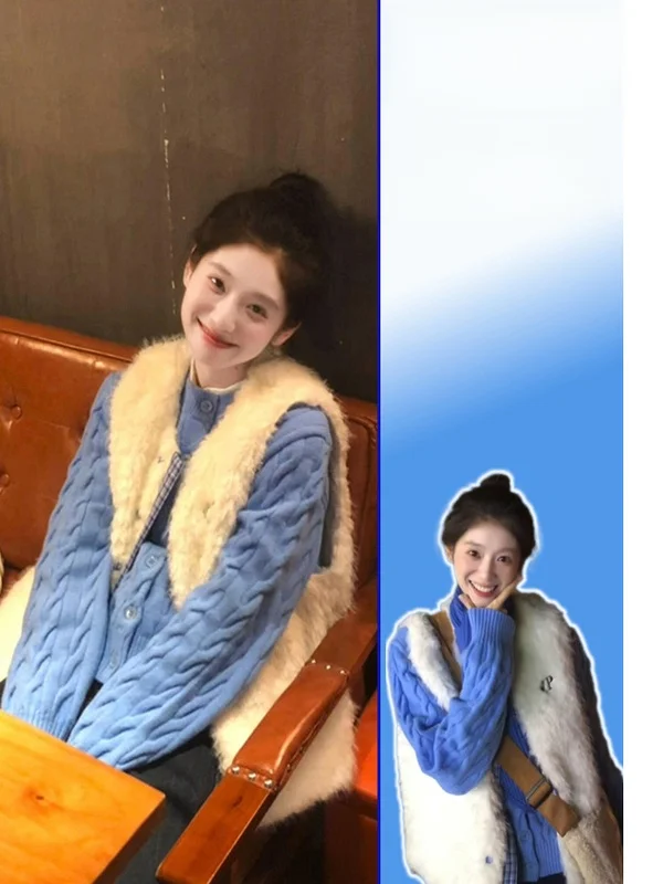 plus Size Soft Cozy Knitted Lamb Fur Sweater And Vest Set Warm Versatile Korean Style Casual Winter Fashion for Women
plus Size Soft Cozy Knitted Lamb Fur Sweater And Vest Set Warm Versatile Korean Style Casual Winter Fashion for Women