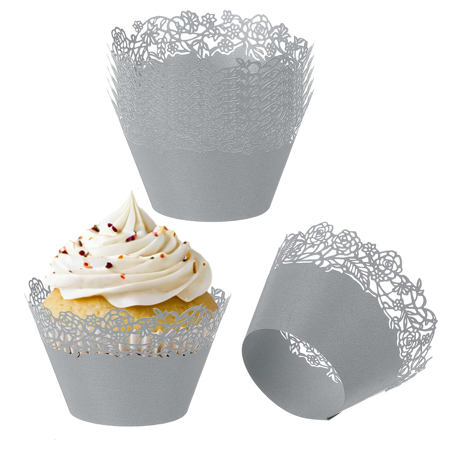50 Pack Cupcake Wrappers Paper, Baking Cups Standard Rose Decoration for Anniversary Birthday Weddings and Parties, Grey
50 Pack Cupcake Wrappers Paper, Baking Cups Standard Rose Decoration for Anniversary Birthday Weddings and Parties, Grey