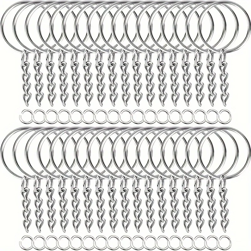 100Pcs open metal keychain, silver metal piece with chain and jumping ring, with open ring and DIY jewelry pocket. 2035
100Pcs open metal keychain, silver metal piece with chain and jumping ring, with open ring and DIY jewelry pocket. 2035