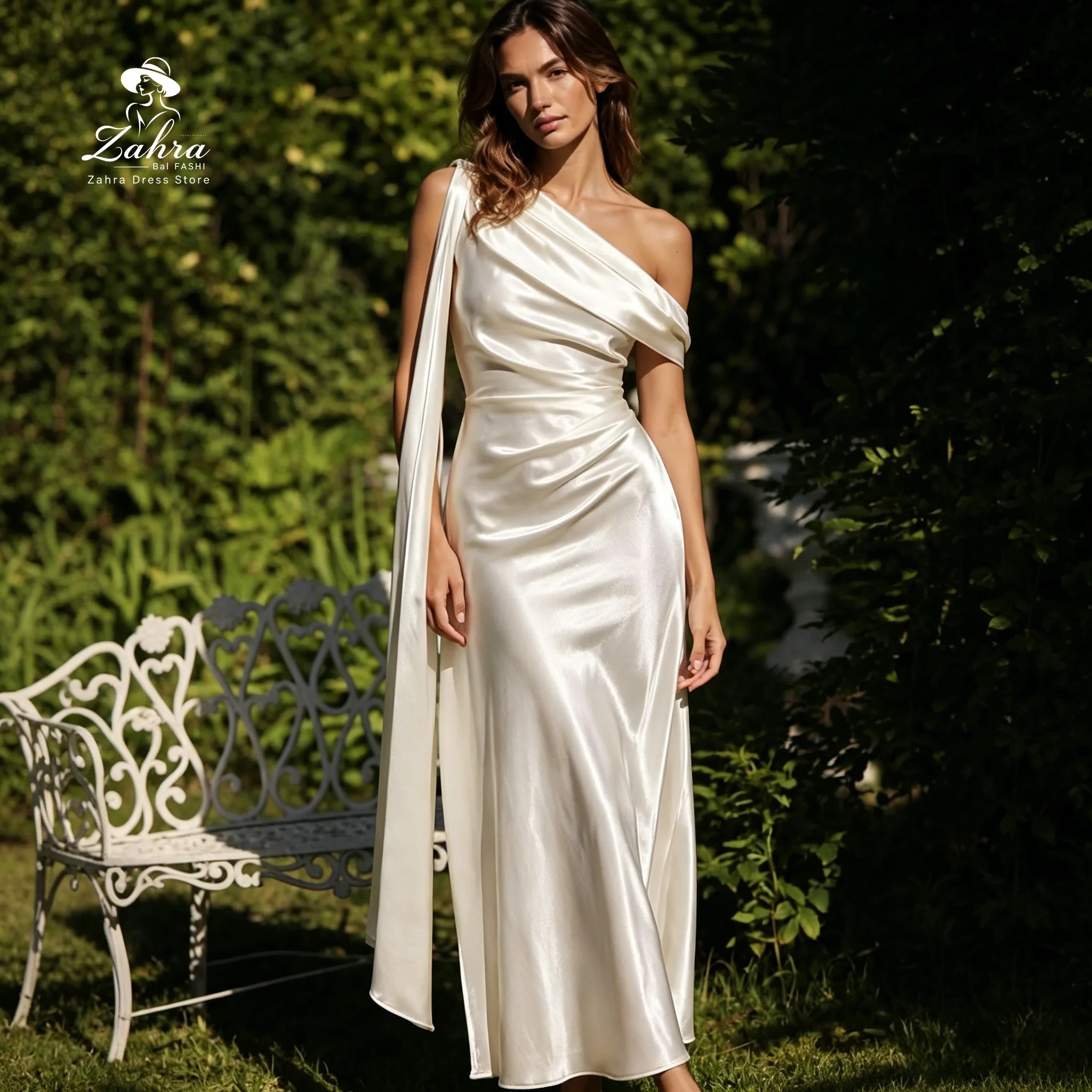 Women's Formal Evening Gowns Ivory One Shoulder Long Sash Satin Long Evening Dresses Elegant Party Dresses Wedding Dresses
Women's Formal Evening Gowns Ivory One Shoulder Long Sash Satin Long Evening Dresses Elegant Party Dresses Wedding Dresses