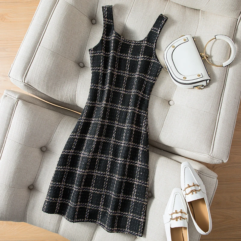 Autumn winter vintage plaid small fragrance woolen vest dress women sleeveless a-line dress
Autumn winter vintage plaid small fragrance woolen vest dress women sleeveless a-line dress
