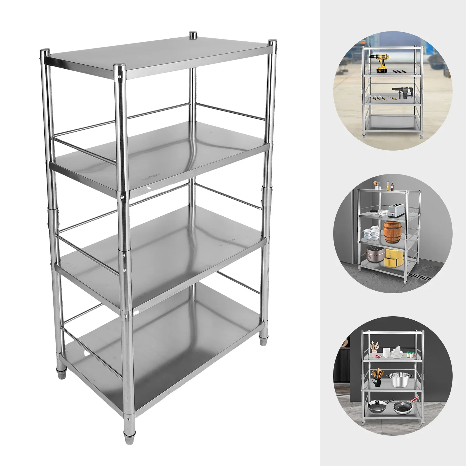4-Layer Stainless Steel Shelving,Floor Standing Rectangular 4 Tier Adjustable Shelf Storage Heavy Duty Shelving
4-Layer Stainless Steel Shelving,Floor Standing Rectangular 4 Tier Adjustable Shelf Storage Heavy Duty Shelving